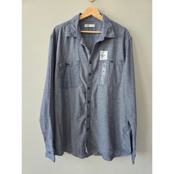 NWT Sonoma Supersoft Flannel Shirt Men's XL Blue Chambray Cozy Fall Staple Y2K - Picture 2 of 9
